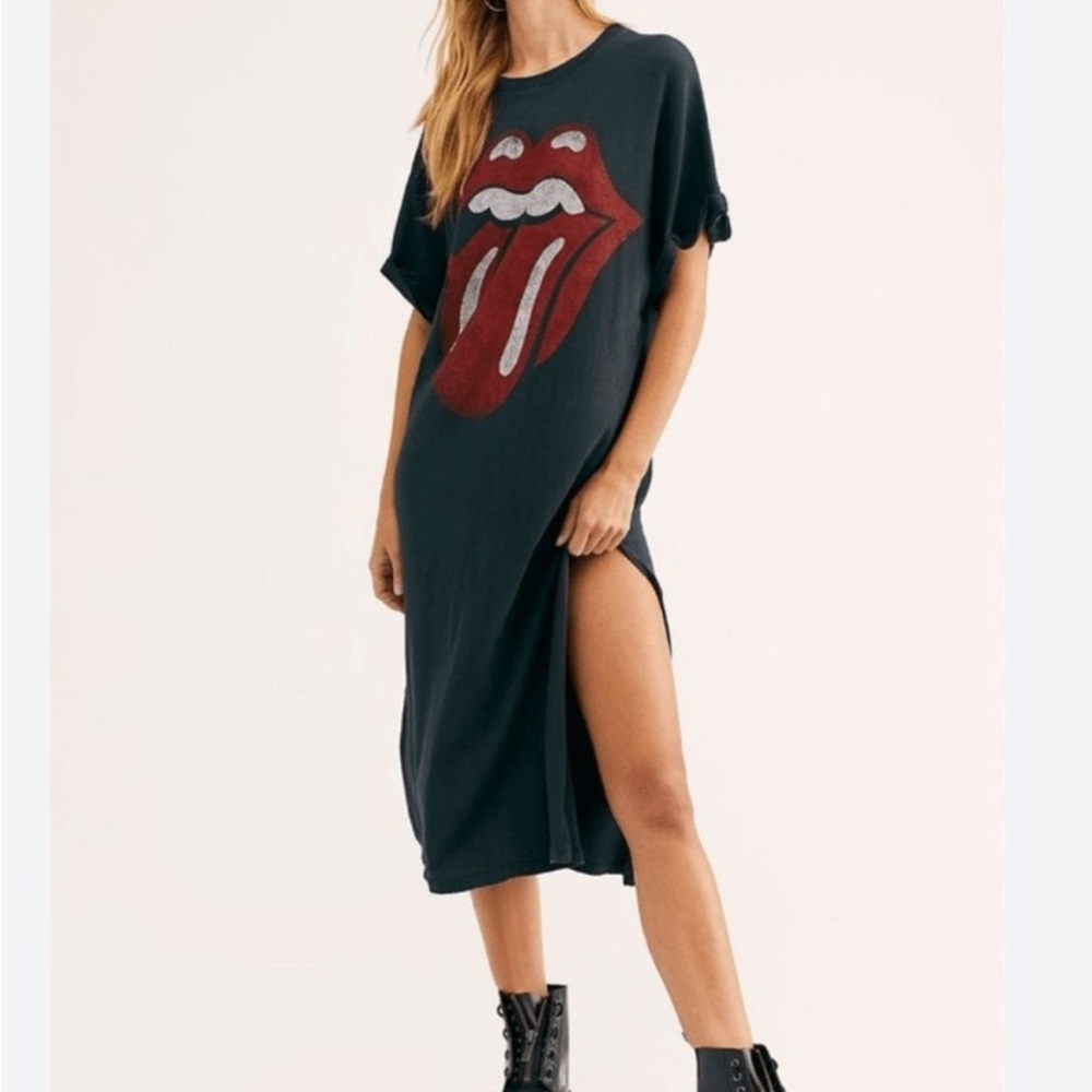 Daydreamer x Free People Rolling Stones T-shirt Dress with High Slit